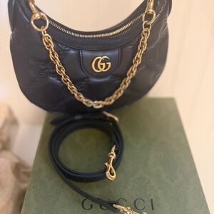 Gucci GG Matelasse Mini Hobo Shoulder Bag Black